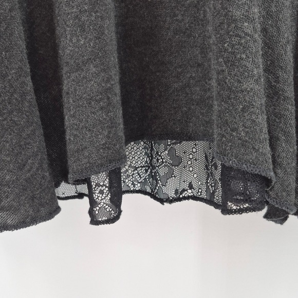 Vtg Y2K Cache Sheer Lace Trim Waterfall Cardigan Gray XL Lightweight Whimsigoth - Picture 9 of 14